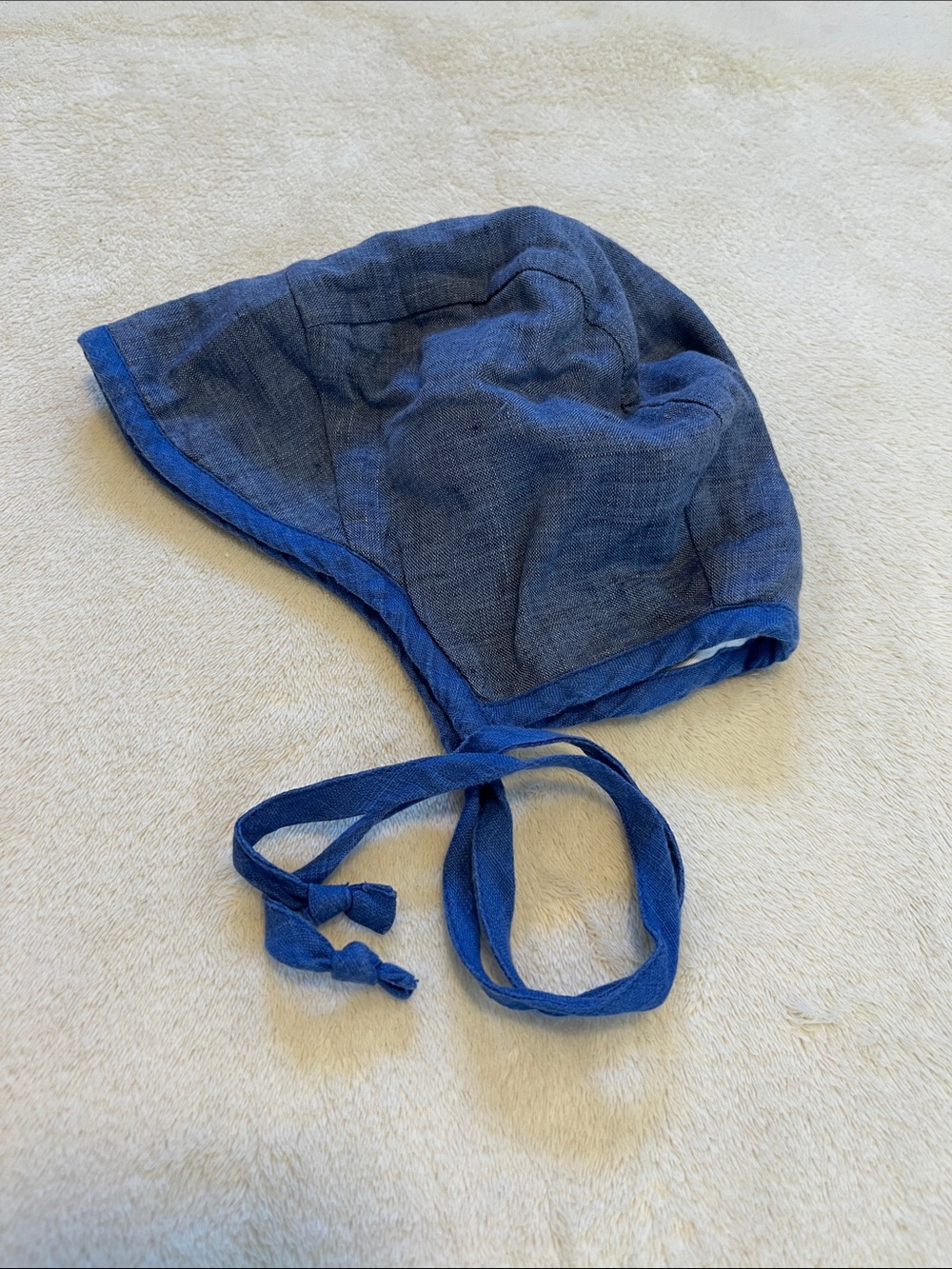 Briar | 6-12 Mo. Baby Blue Cotton Tie Bonnet